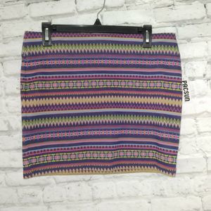 Nollie Skirt Womens Large Purple Striped Aztec Stretch Mini Pull On PacSun